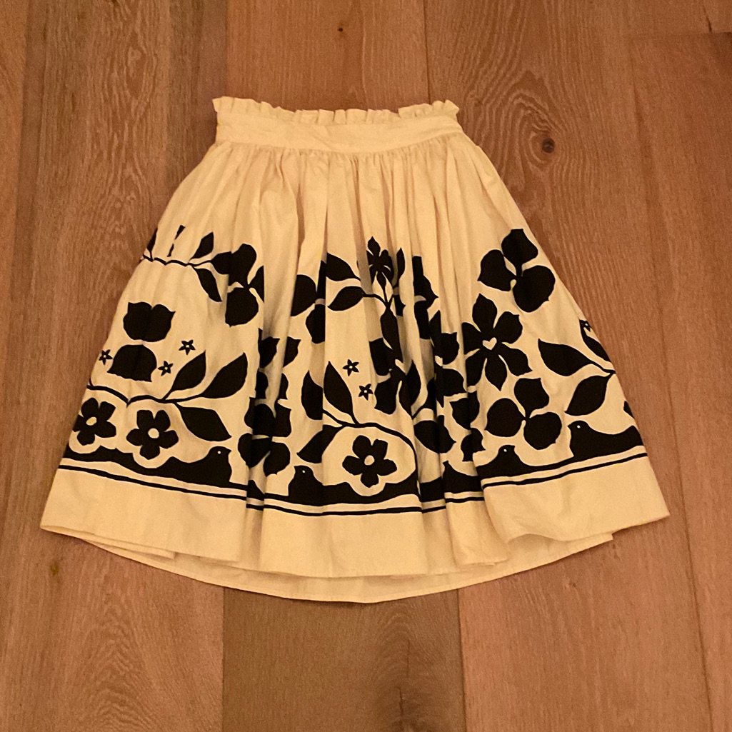 Molo Black And Cream Floral A-Line Skirt
